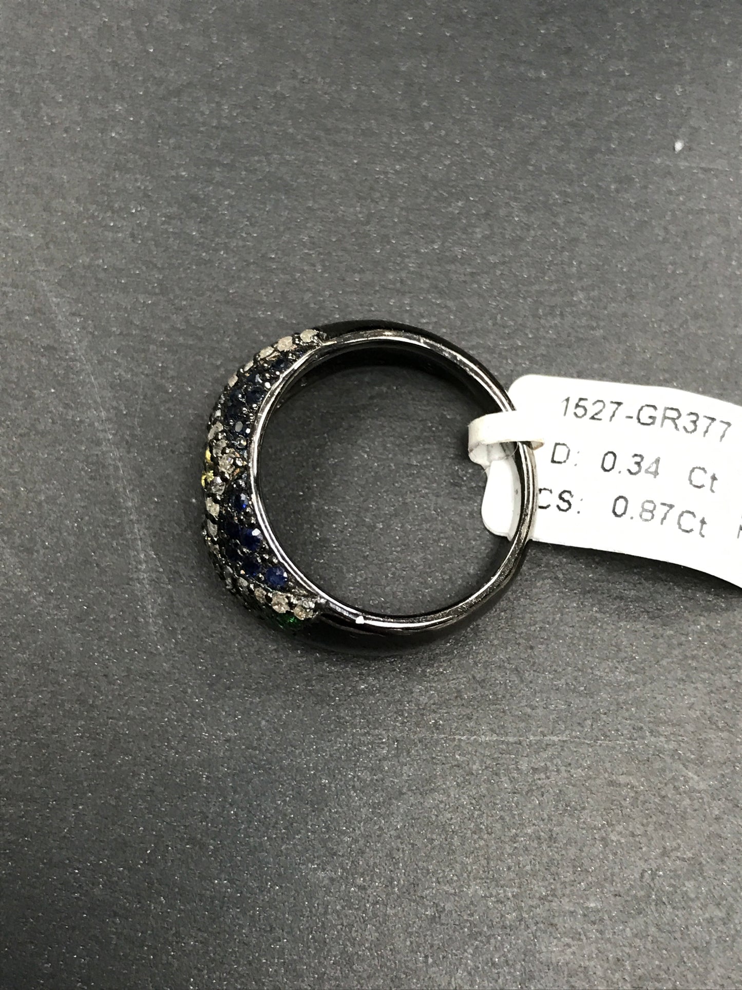 Diamond and Multi Sapphire Silver Rings