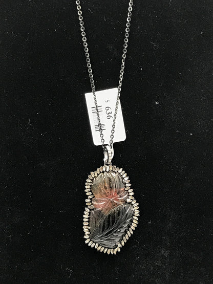 Tourmaline Carving and Diamond Pendant