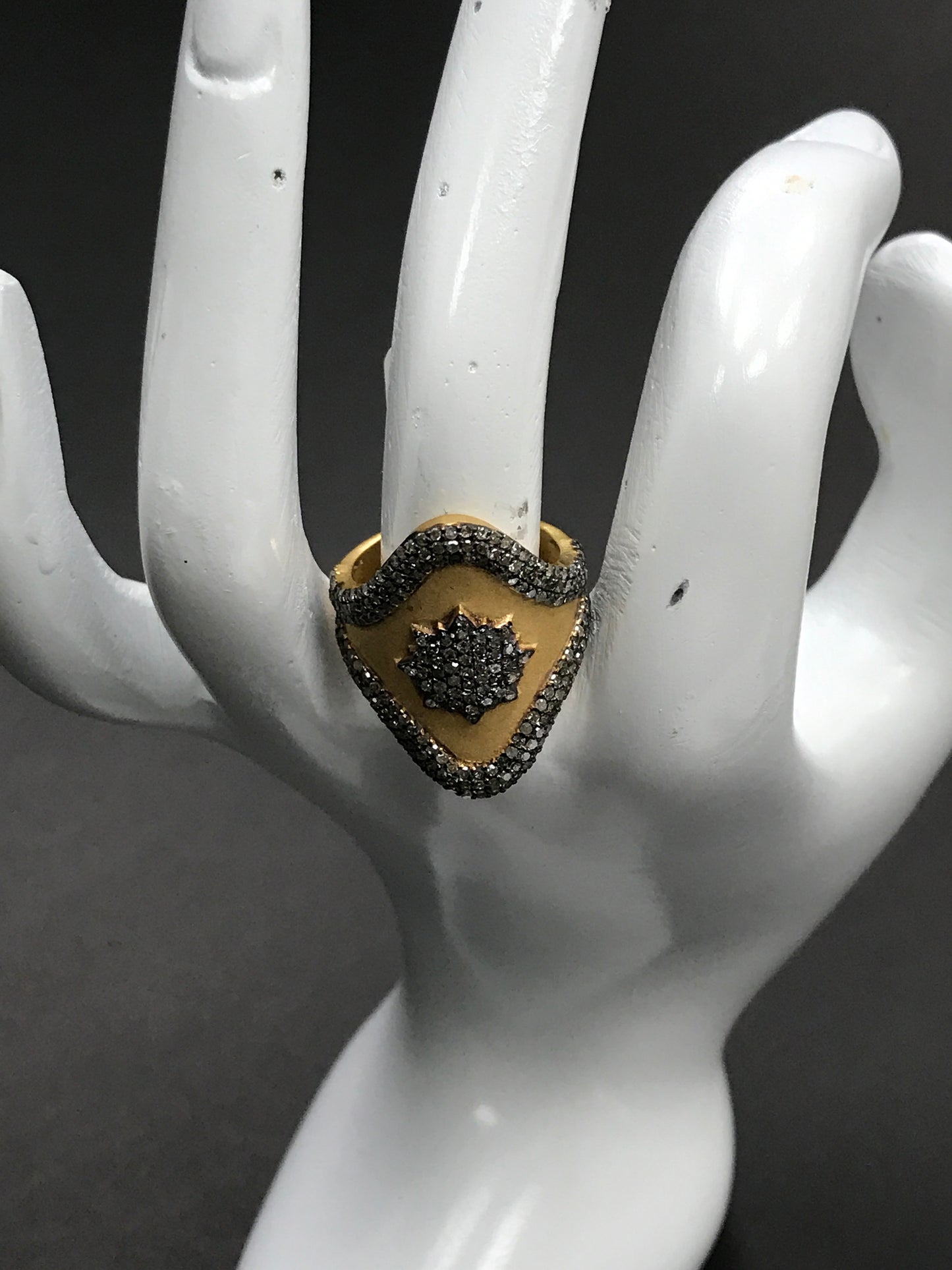 Silver Pave Diamond Ring .925 Oxidized Sterling Silver Diamond Ring, Genuine handmade pave diamond Ring .