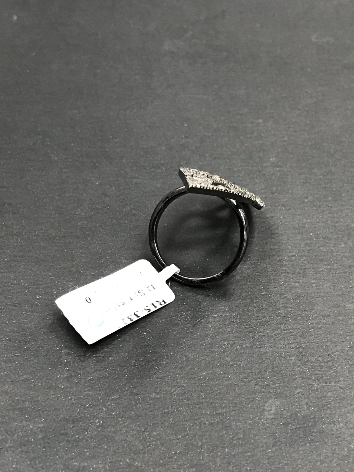 Leaf Pave Diamond Ring .925 Oxidized Sterling Silver Diamond Ring, Genuine handmade pave diamond Ring Size Approx 1.88"(17 x 47 MM)