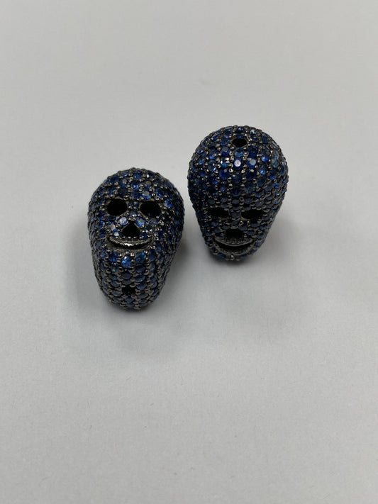 Skull Beads Sterling silver Black rhodium finish