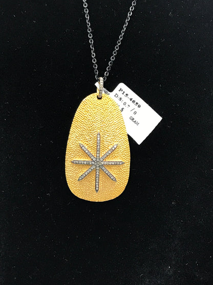 Droplet Shape with Star Burst Encrusted Diamond Pendants & Charms