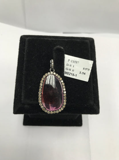 Tourmaline and Diamond Pendant