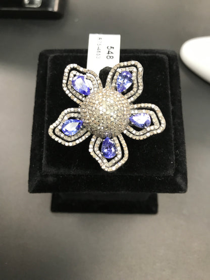 Flower Pave Diamond Ring