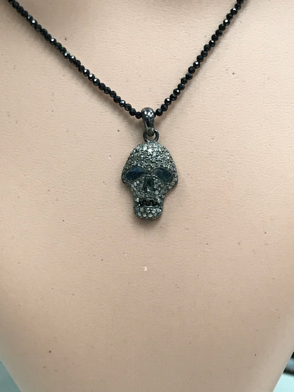 Diamond Pendant .925 Oxidized Sterling Silver Diamond Pendant, Genuine handmade pave diamond Pendant Size 0.80"(14 x 20 mm)