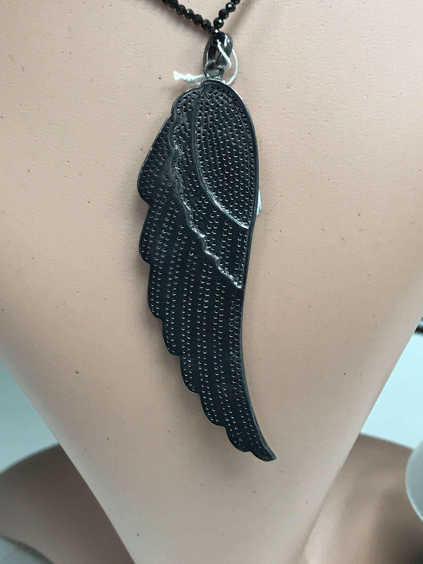 Wings Black Spinel Charm,