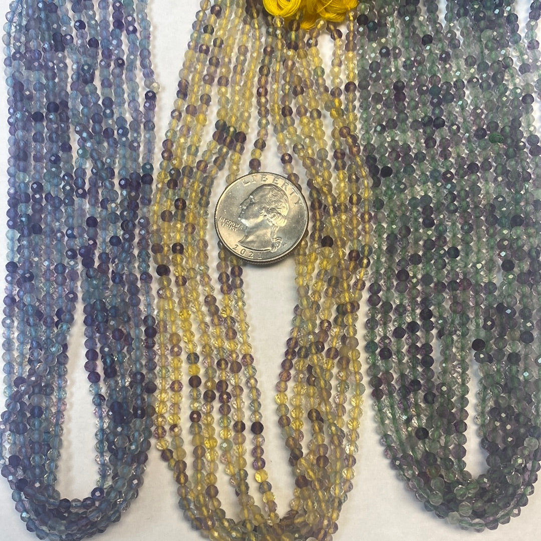 FLOURITE BEADS ROUND FACETED 3-4MM