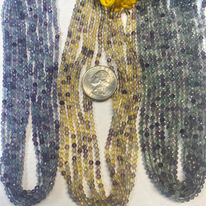 FLOURITE BEADS ROUND FACETED 3-4MM