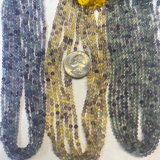 FLOURITE BEADS ROUND FACETED 3-4MM