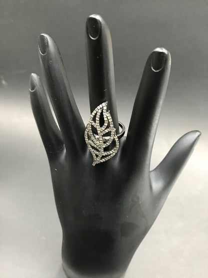 Diamond and Silver Black rhodium Finish Rings