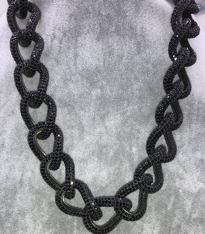 Black Spinel Link Chain Necklace