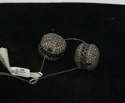 Round Pave Diamond Beads