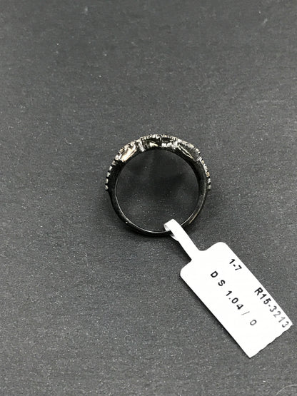 Diamond Double Crown Diamond Ring, Pave Diamond Ring, Pave Double Crown Ring, Approx 26 x 22mm. Sterling Silver