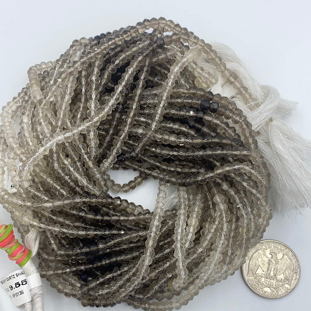 Quartz, Smoky Qurtz Shade Roundel Beads Facetted 3-4mm