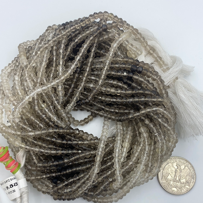 Quartz, Smoky Qurtz Shade Roundel Beads Facetted 3-4mm