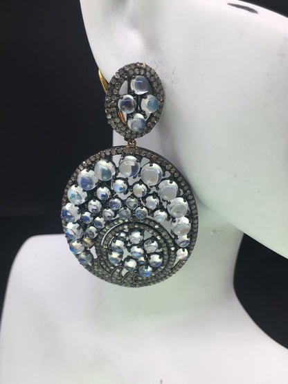 MOONSTONE AND DIAMOND EARRING