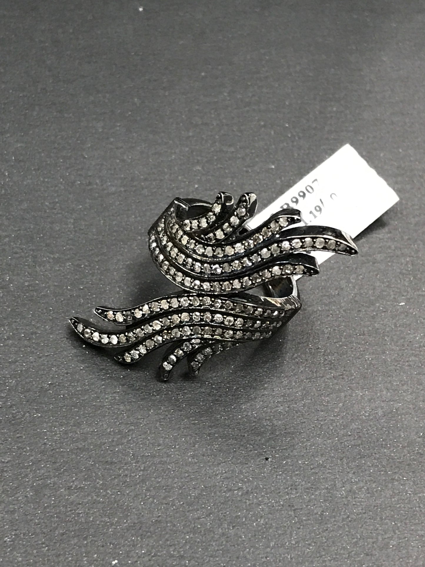 Diamond and Silver Black Rhodium Finish Ring