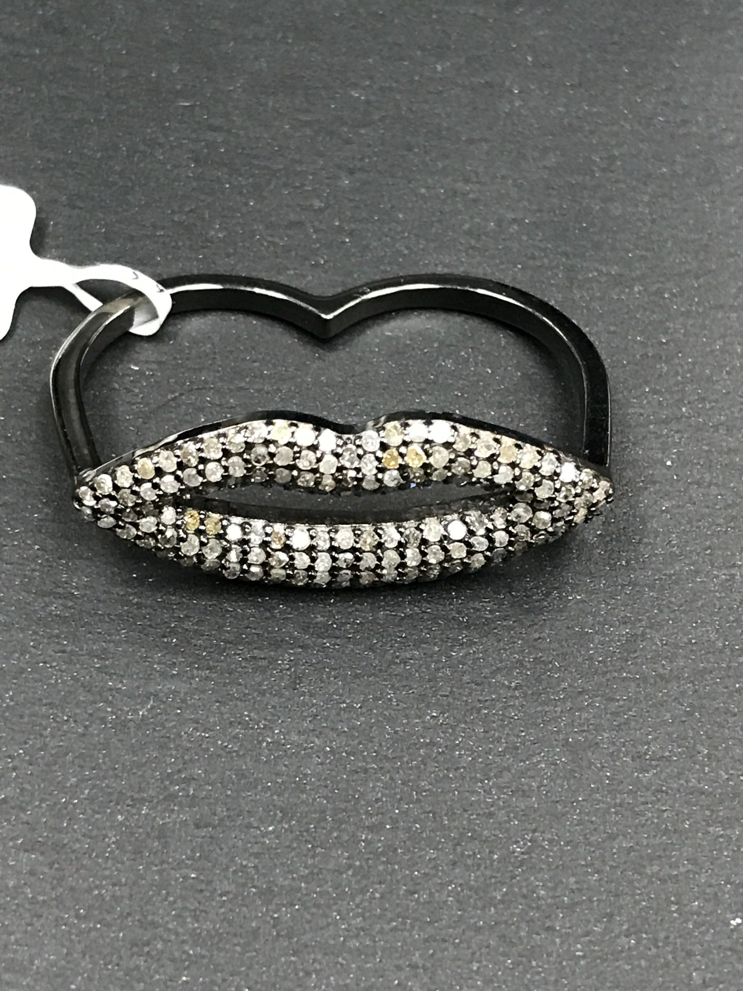 Lipes Pave Diamond Ring .925 Oxidized Sterling Silver Diamond Ring, Genuine handmade pave diamond Ring Size Approx 1.28"(13 x 32 MM)