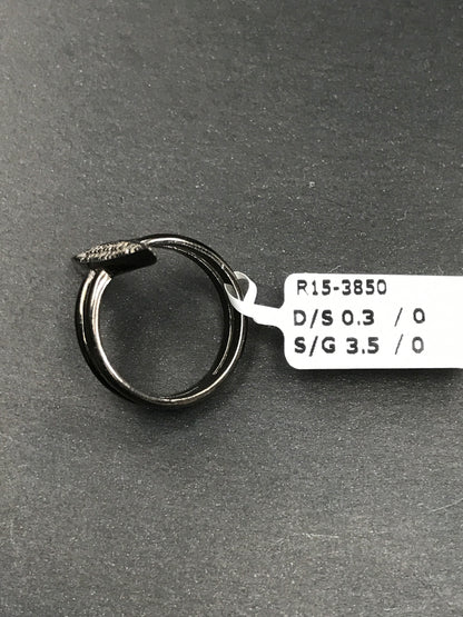 Pave Diamond Ring .925 Oxidized Sterling Silver Diamond Ring