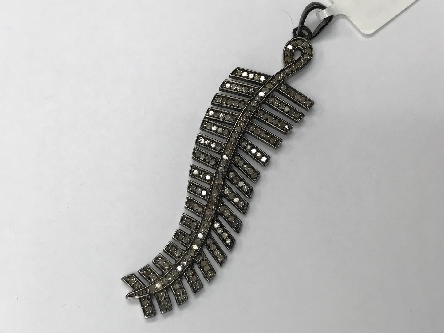 Leaf Shape Silver and Diamond Pave  PENDANT & CHARMS