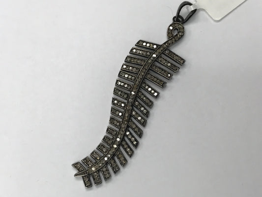 Leaf Shape Silver and Diamond Pave  PENDANT & CHARMS