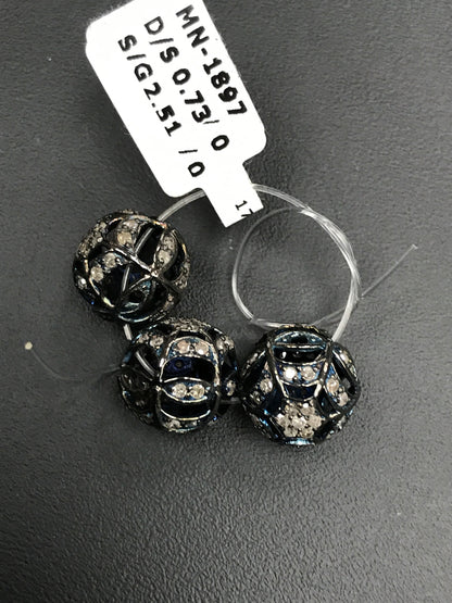 Fancy Designer Shape Silver Pave Diamond Beads