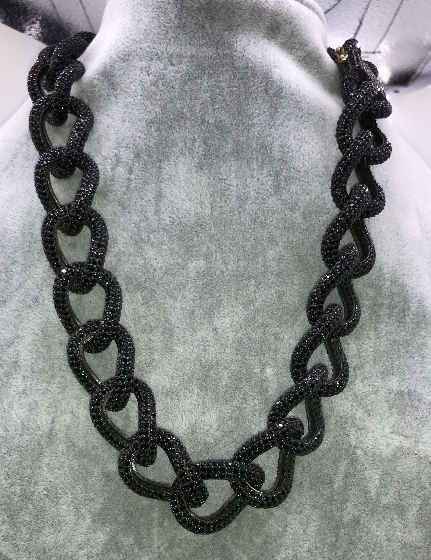 Black Spinel Link Chain Necklace