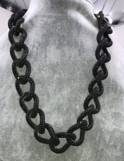 Black Spinel Link Chain Necklace