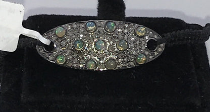 Oval Shape Opal and Diamond Marcame Bracelet