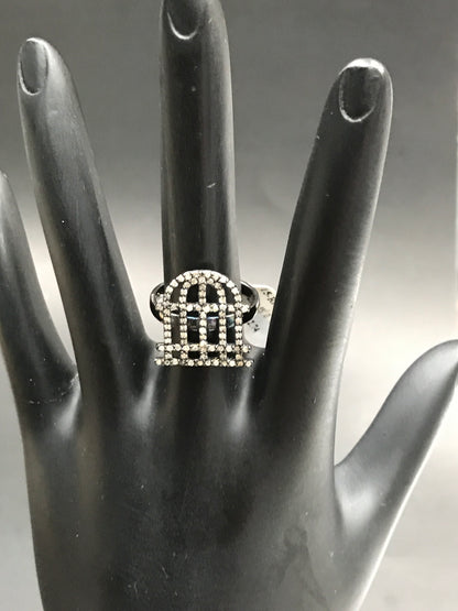 Diamond and Silver Black Rhodium Finish Ring