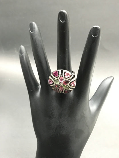 DIAMOND AND MULTI TOURMALINE RINGS