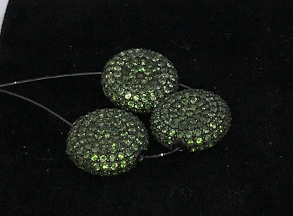 Coin Shape Gemstone Pave Beads
