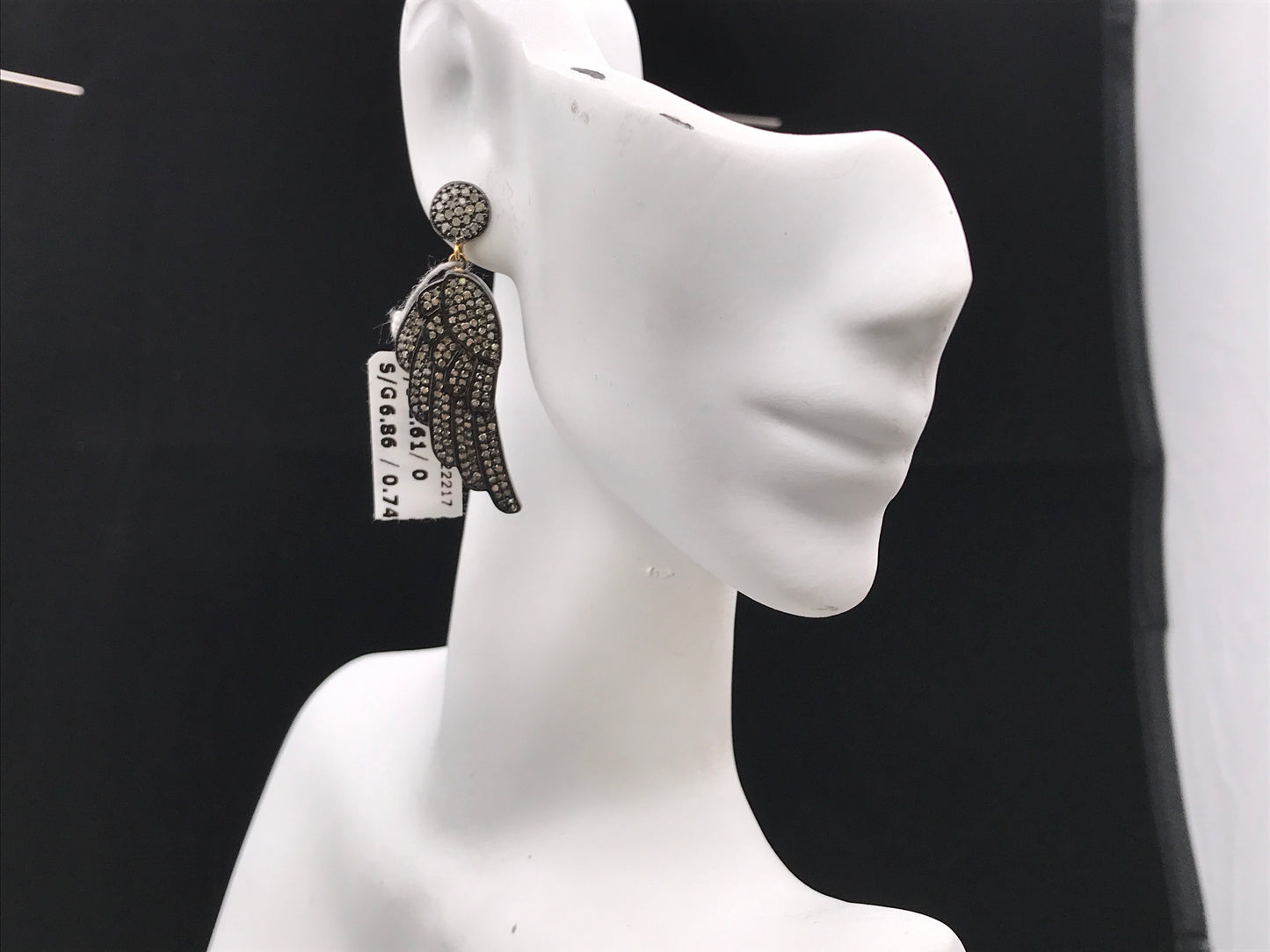 Diamond and Silver Black Rhodium Finish Earring