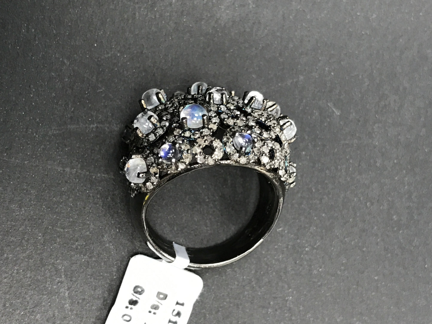 Daimond and Rainbow Moonstone Silver Rings