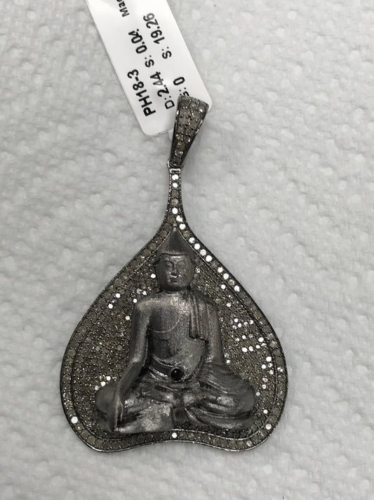 Buddha Embedded in a Triangular Shape Diamond Pendants & Charms
