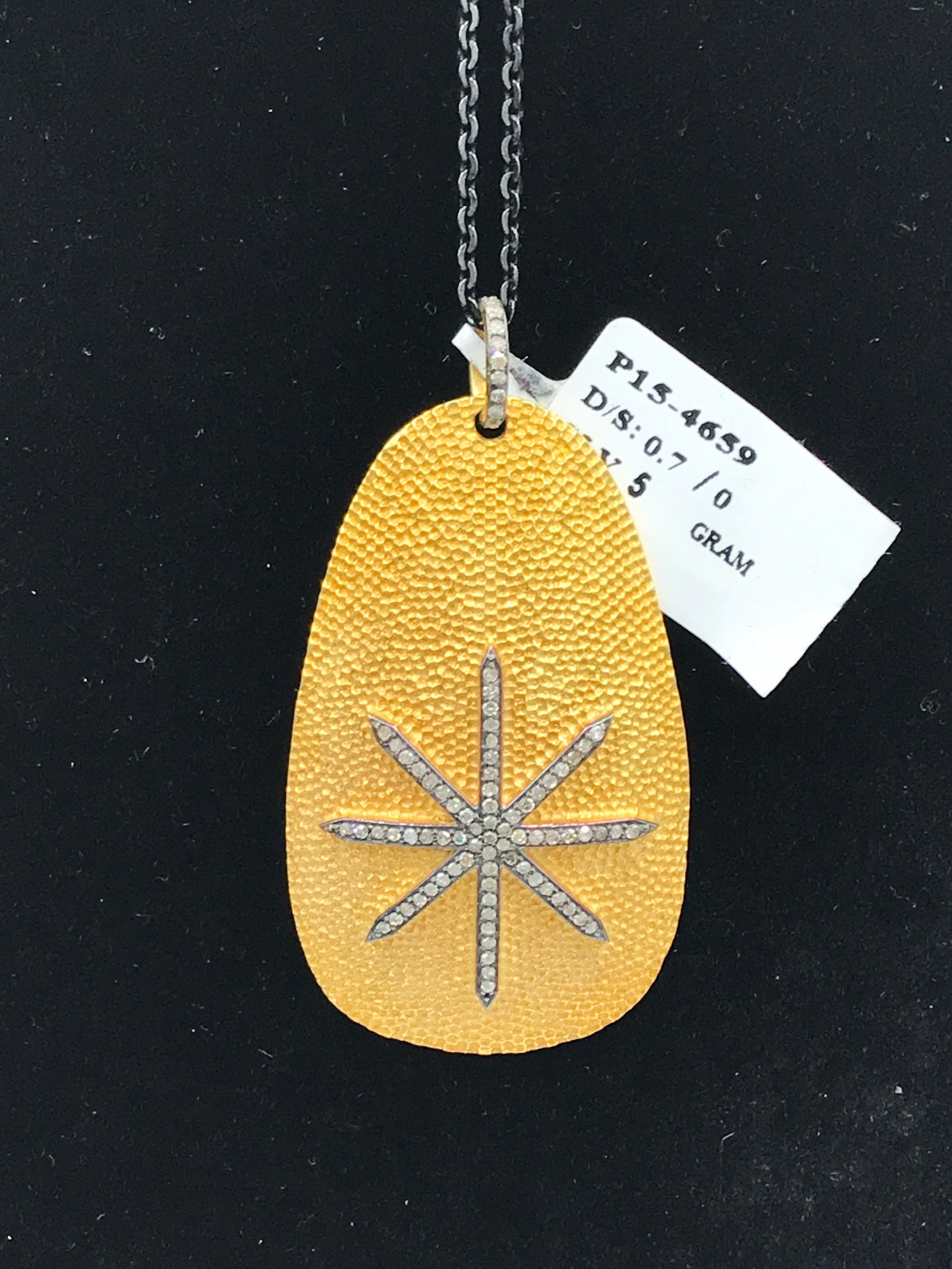 Droplet Shape with Star Burst Encrusted Diamond Pendants & Charms
