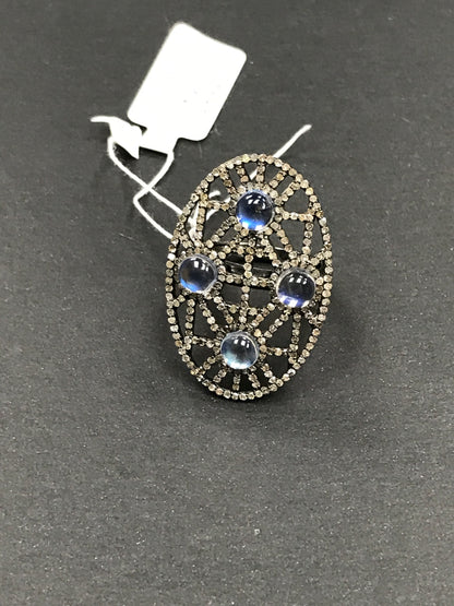 Oval Shape Diamond Ring with Opal