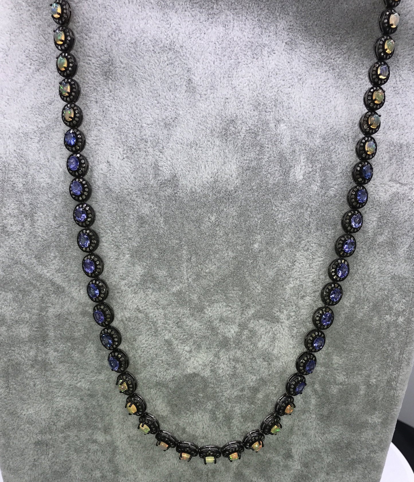 Opal and tanzanite necklace