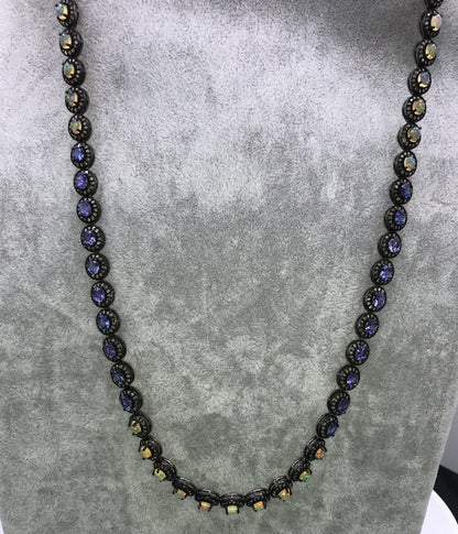 Opal and tanzanite necklace