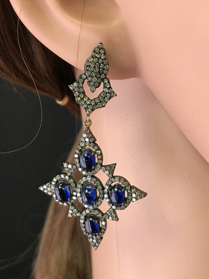 DESIGNER PARTY EARRING WITH DIAMOND AND GEMSTONES