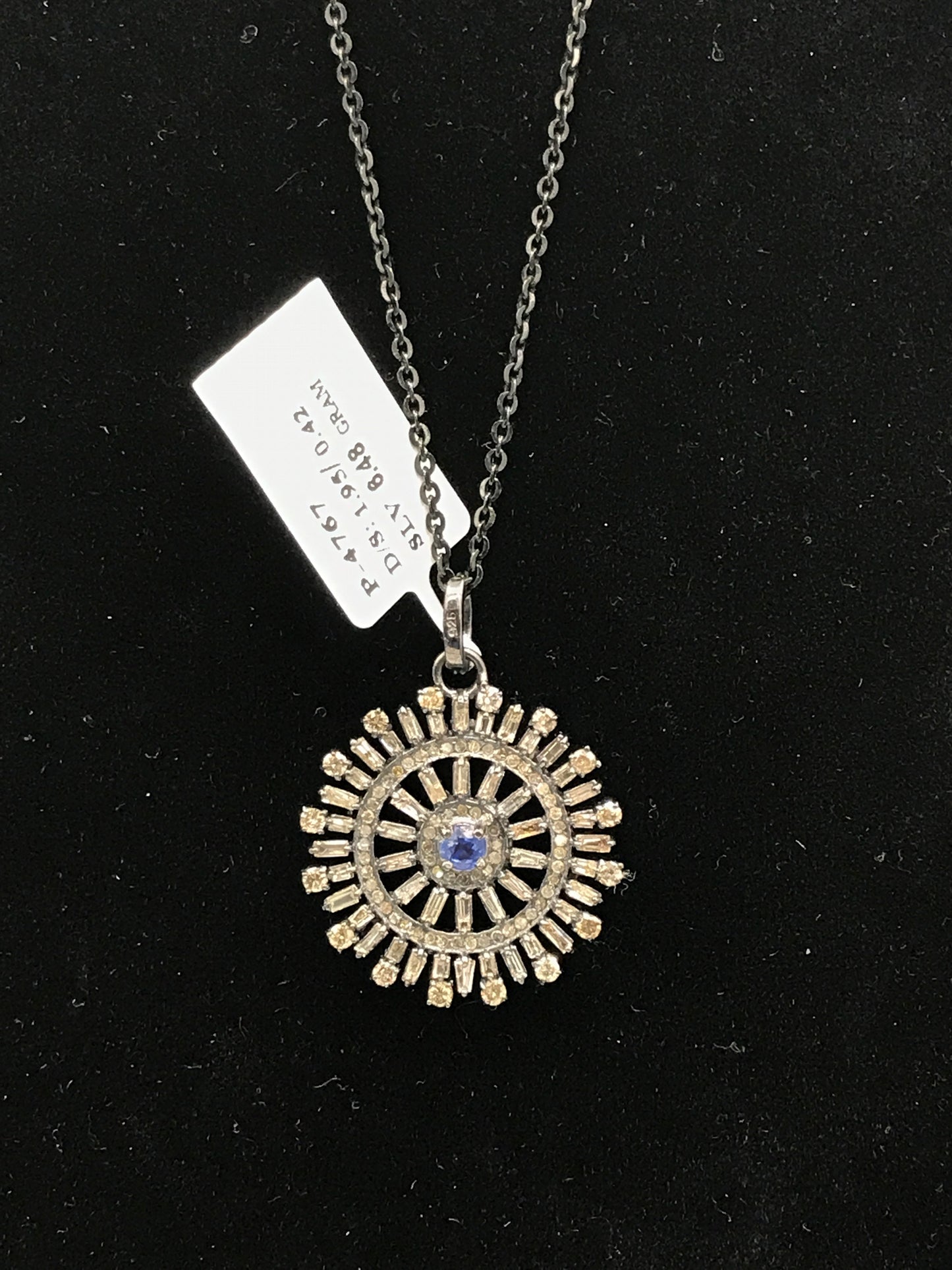 Sun Burst Diamond Pendants & Charms, Red Stone Middle