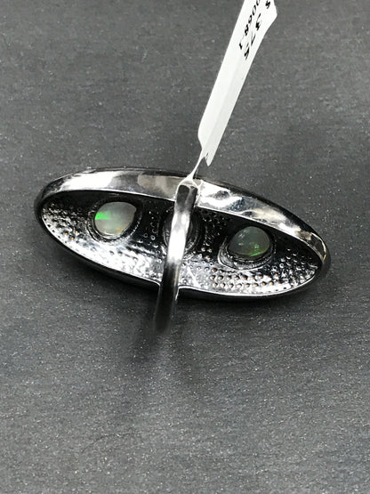 Silver Pave Diamond Ring .925 Oxidized Sterling Silver Diamond Ring, Genuine handmade pave diamond Ring .