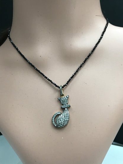 Cat Shape Pave Diamond Charm