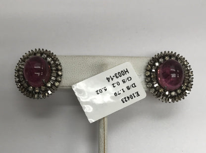 Pink Tourmaline Diamond Earring Studs