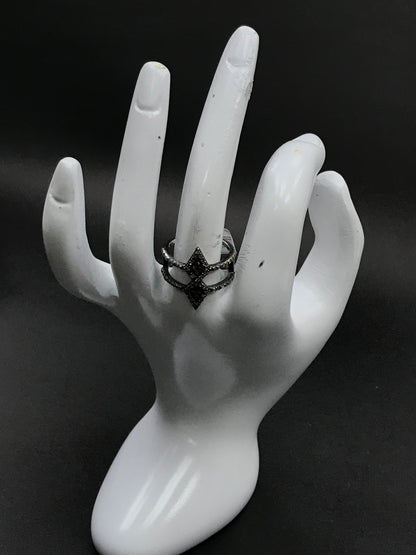 Diamond and Silver Black Rhodium Finish Rings