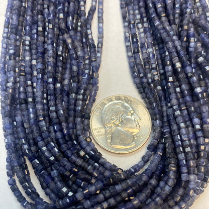 Sapphire, Blue Sapphire Faceted Square, Blue Sapphire faceted box, faceted cube