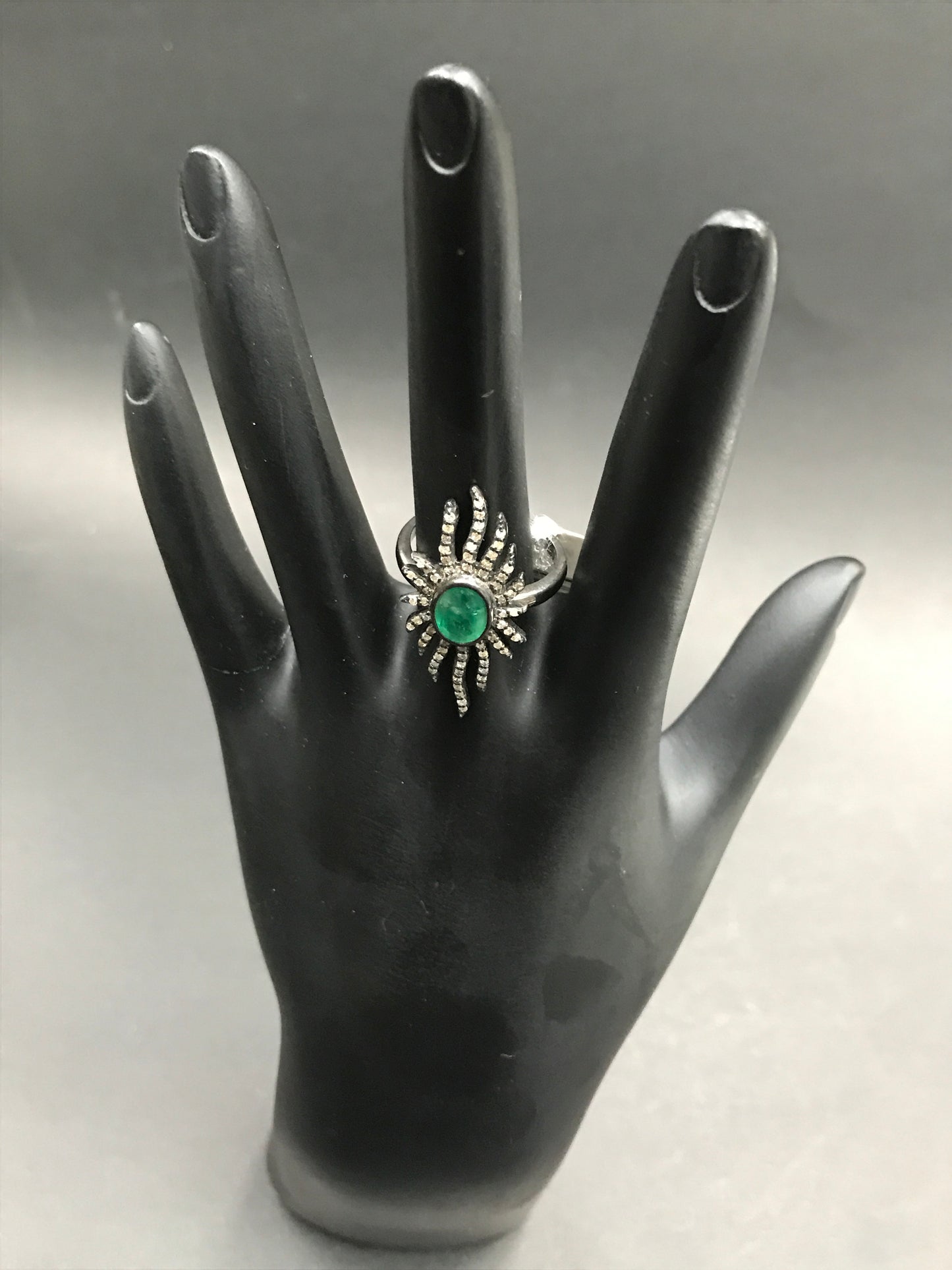 Sun Pave Diamond Ring .925 Oxidized Sterling Silver Diamond Ring, Genuine handmade pave diamond Ring Size Approx 1.24"(14 x 31 MM)