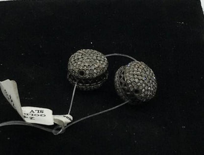 Round Pave Diamond Beads