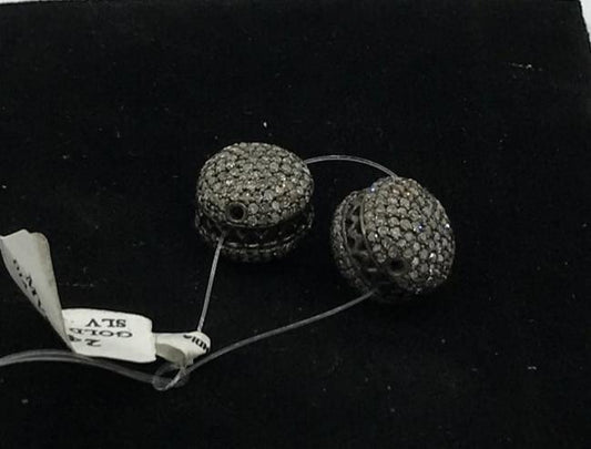 Round Pave Diamond Beads