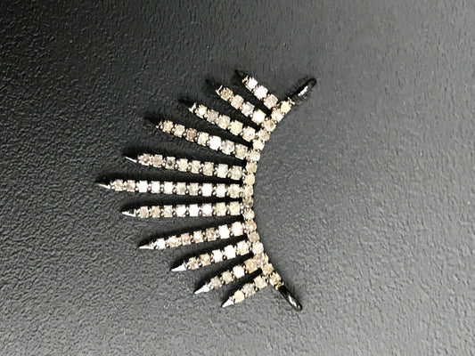 Silver Pave Diamond Pendant .925 Oxidized Sterling Silver Diamond Pendant, Genuine handmade pave diamond Pendant Size 30x20 MM
